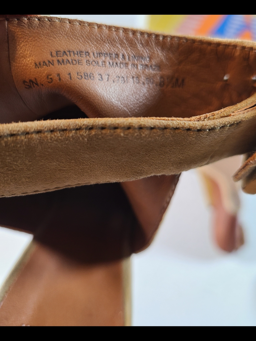 Tory Burch Camel Suede Peep-Toe Wedge with Ankle Strap Beautiful Womens 8 1/2 - Picture 8 of 11